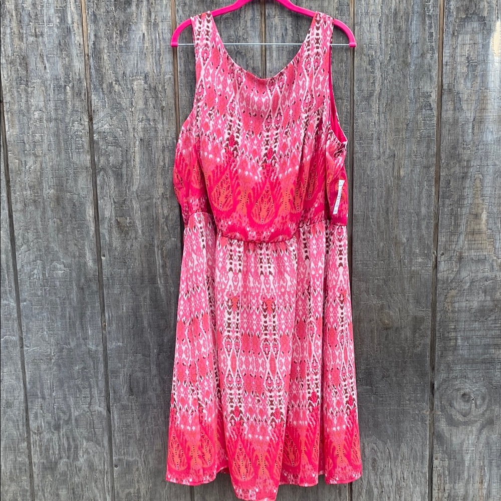 New Woman’s 24W Dress Barn Pink Sleeveless Scoop Neck Sundress Resort Vacay Fun
